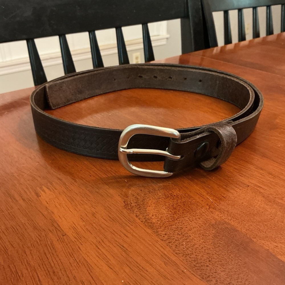Brown Top Grain Leather Dress Belt - Men's Size 38